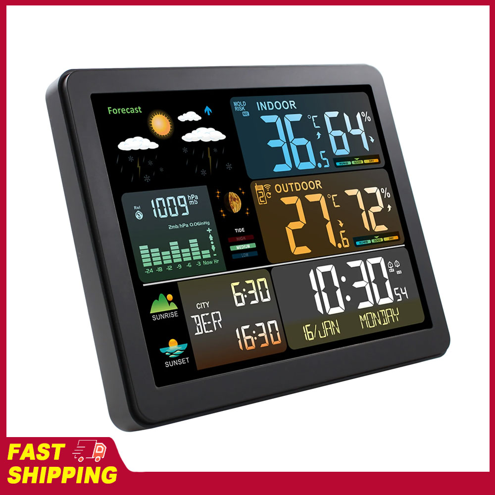 Weather Station Indoor - Multifunctional Large Color Screen Weather Clock