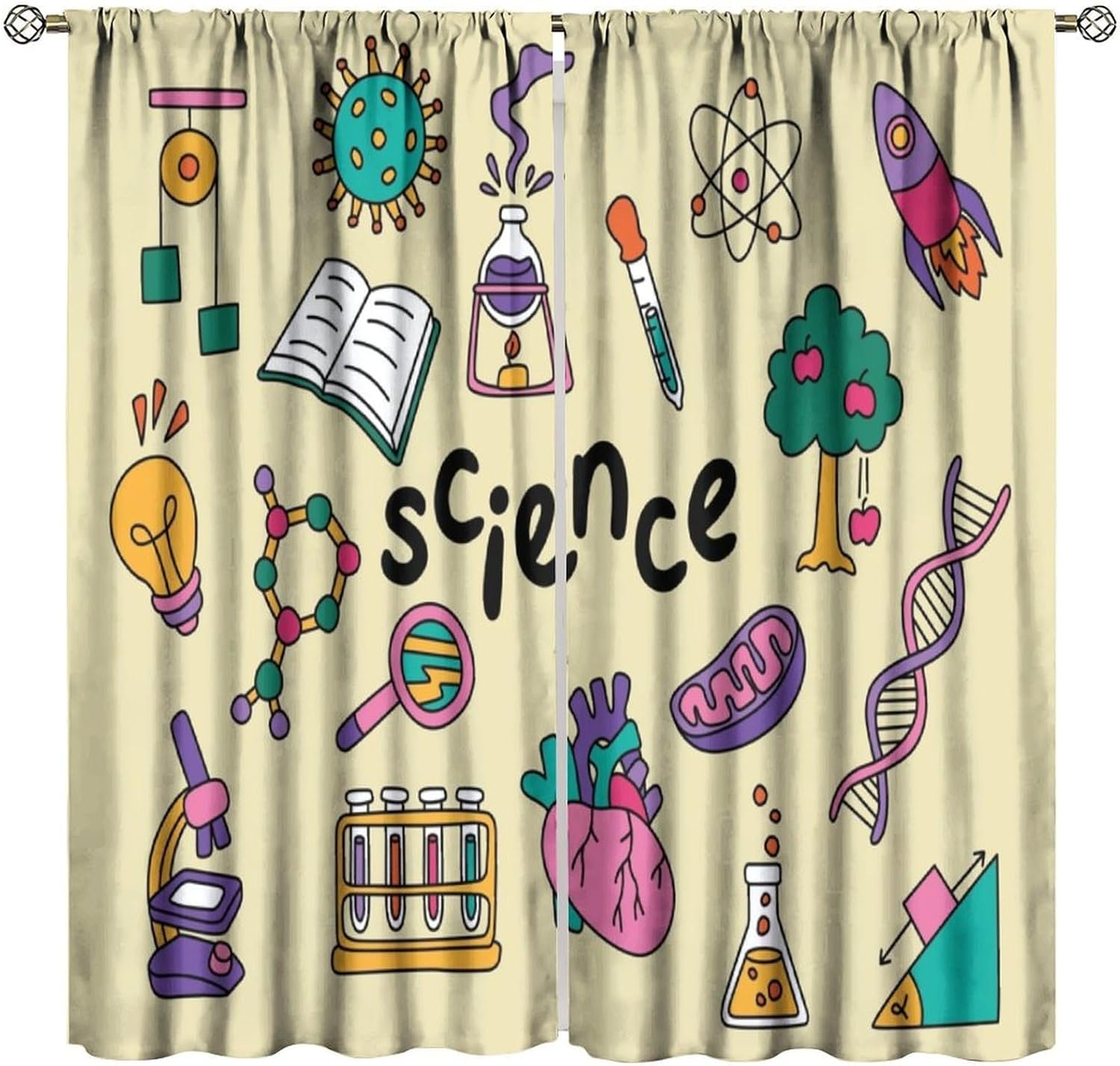Science Theme Curtains 2pcs Ed - Science Nursery review and price