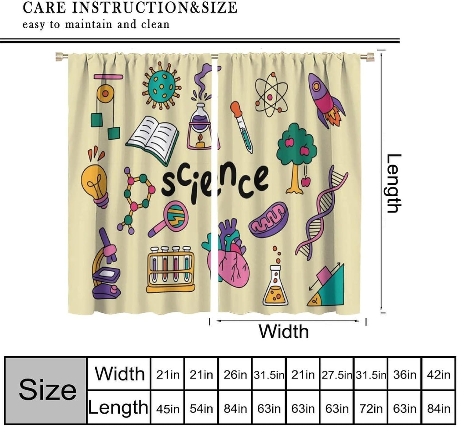 Science Theme Curtains 2pcs Ed - Science Nursery review and price