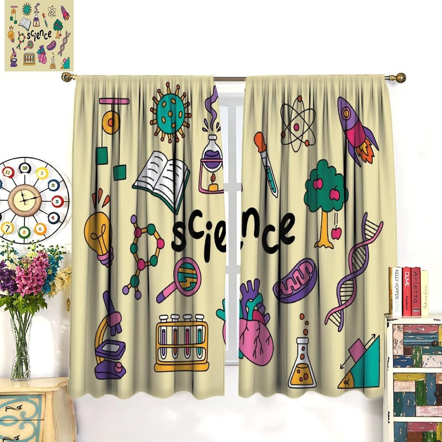 Science Theme Curtains 2pcs Ed - Science Nursery review and price