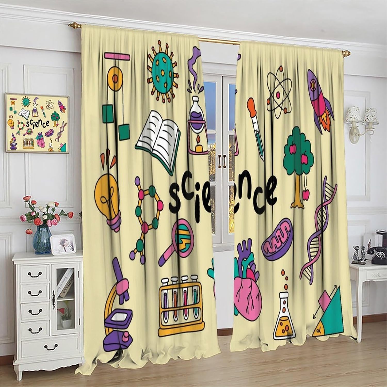 Science Theme Curtains 2pcs Ed - Science Nursery review and price
