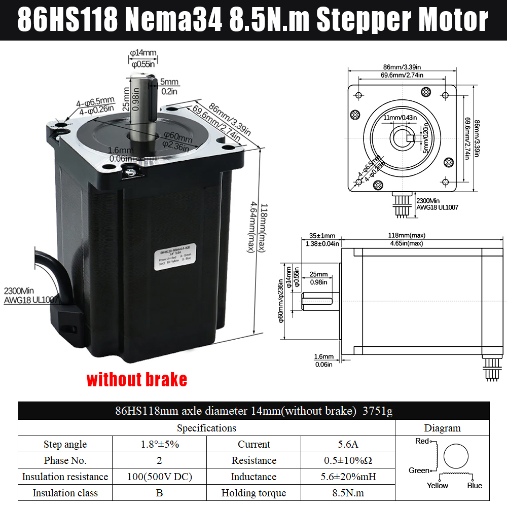 MHCNC Nema34 118mm 8.5Nm Open  - Robot Arm Motor review and price